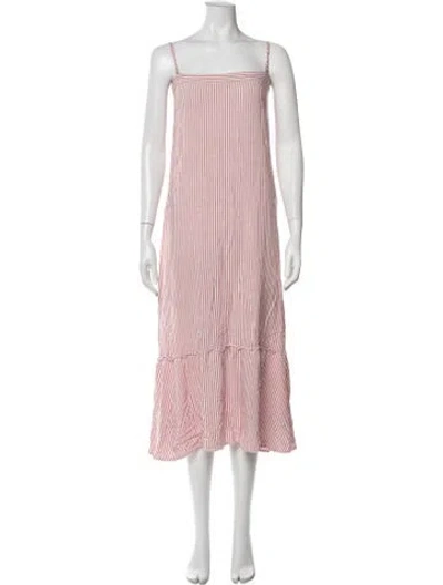Pre-owned Flynn Skye Striped Midi Length Dress In Pink