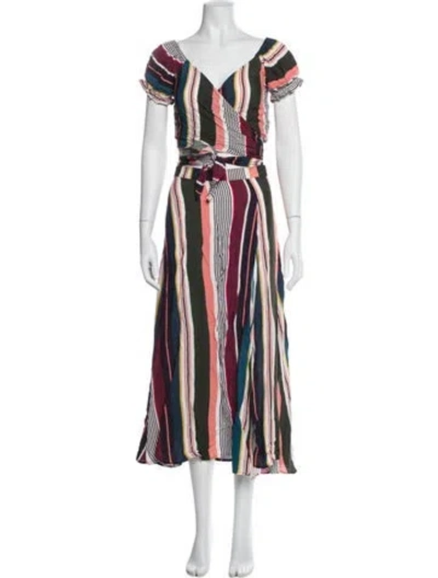 Pre-owned Flynn Skye Striped Skirt Set In Purple
