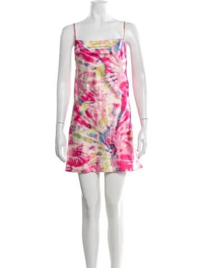 Pre-owned Flynn Skye Tie-dye Print Mini Dress In Pink