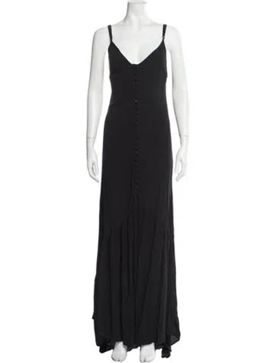Pre-owned Flynn Skye V-neck Long Dress In Black