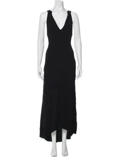 Pre-owned Flynn Skye V-neck Long Dress In Black