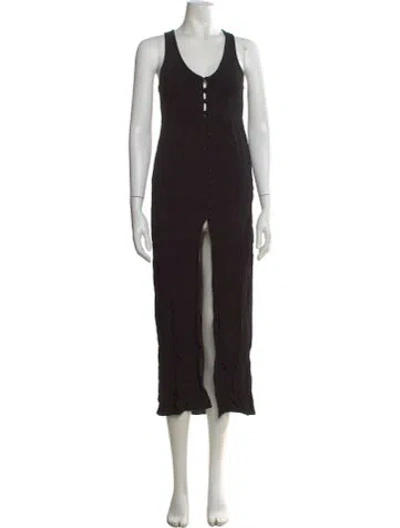 Pre-owned Flynn Skye V-neck Long Dress In Black