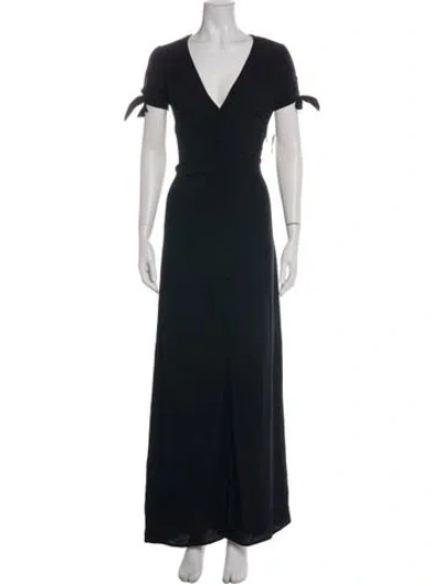 Pre-owned Flynn Skye V-neck Long Dress In Black