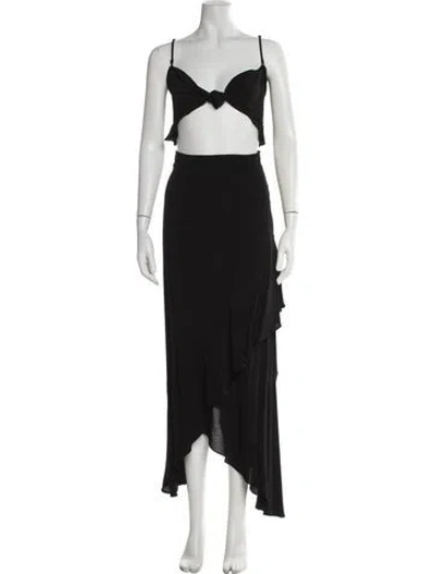 Pre-owned Flynn Skye V-neck Long Dress In Black