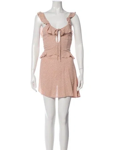 Pre-owned Flynn Skye V-neck Mini Dress In Neutral