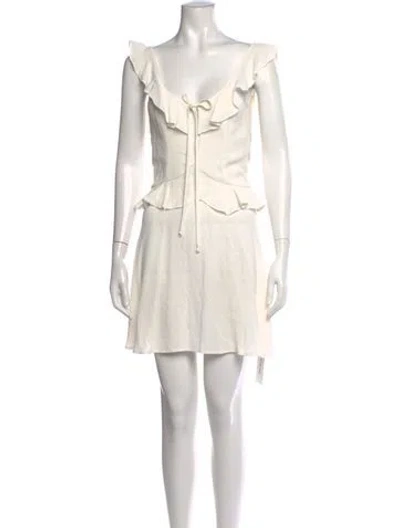 Pre-owned Flynn Skye V-neck Mini Dress In White