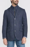 Flynt Blue Herringbone Wool & Cashmere Hybrid Sport Coat With Removable Bib In Blue
