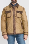 Flynt Corduroy Trim Diamond Quilted Suede Jacket In Brown