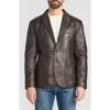Flynt Distressed Leather Blazer In Brown