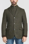 Shop Flynt Olive Herringbone Wool & Cashmere Hybrid Sport Coat With Removable Bib