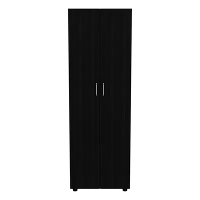 Fm Furniture Glasgow Armoire, One Cabinet, Two Shelves In Black