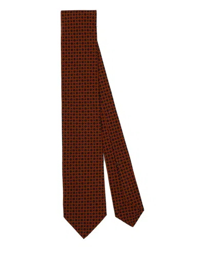 F.marino Geometric-pattern Silk Tie In Red