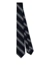 F.marino Striped Silk Tie In Black