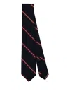 F.marino Striped Silk Tie In Black
