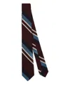 F.marino Striped Silk Tie In Red