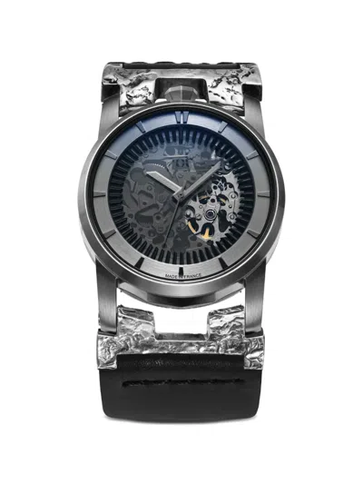 Fob Paris Skeleton 41mm Watch In Black