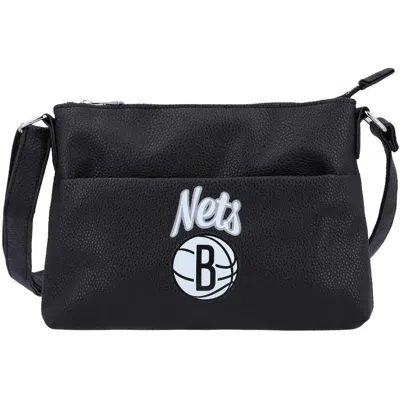 Foco Brooklyn Nets Logo Script Crossbody Handbag In Black