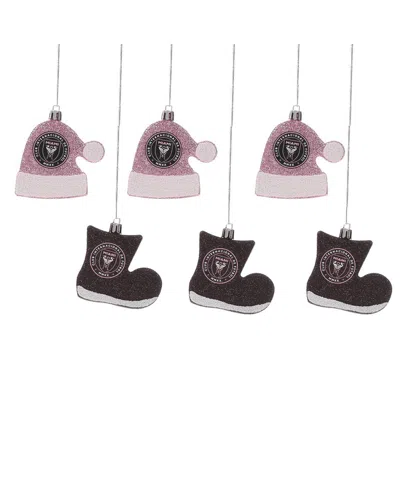 Foco Inter Miami Cf 6-pack Shatterproof Santa Hat Stocking Ornament Set In Black