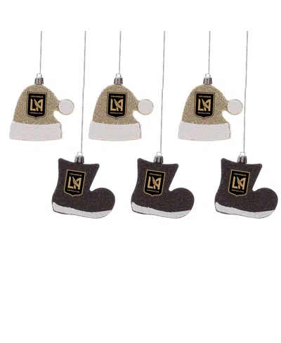Foco Lafc 6-pack Shatterproof Santa Hat Stocking Ornament Set In Black