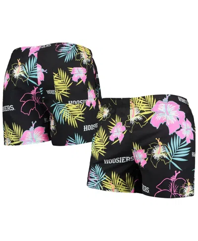 Foco Men's  Black Indiana Hoosiers Neon Floral Swim Trunks