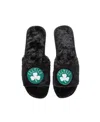 Foco Black Boston Celtics Rhinestone Fuzzy Slippers In Black