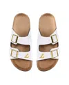 Foco Women's  Los Angeles Lakers Double-buckle Sandals In White