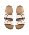 Foco Women's  Milwaukee Bucks Double-buckle Sandals In White