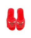 Foco Women's  Red Chicago Bulls Rhinestone Fuzzy Slippers In Red