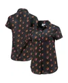 Foco Women's Orange Baltimore Orioles Floral Button Up Shirt In Black