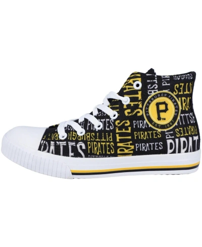 Foco Kids' Youth Boys And Girls  Black Pittsburgh Pirates Repeat Wordmark High Top Canvas Allover Sneakers