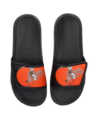 Foco Kids' Youth Boys And Girls  Cleveland Browns Colorblock Big Logo Legacy Slide Sandals In Black
