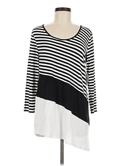 Pre-owned Focus 2000 3/4 Sleeve Top Black Scoop Neck Tops