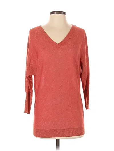 Pre-owned Focus 2000 3/4 Sleeve Top Red V-neck Tops