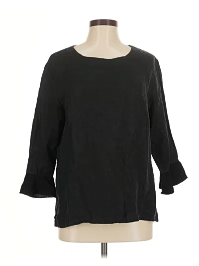 Pre-owned Focus 3/4 Sleeve Top Black Boatneck Tops