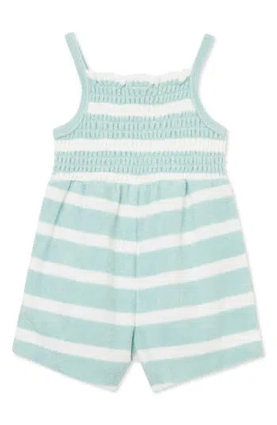 Focus Babies'  Aquatic Organic Cotton Blend Smocked Romper In Blue