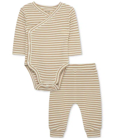 Focus Baby Striped Bodysuit & Pants, 2 Piece Set In Tan