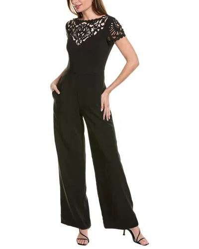 Focus By Shani Laser Cut Yoke Jumpsuit In Black