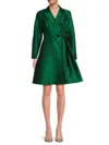Focus By Shani Women's Dupioni Wrap A-line Dress In Green