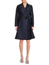 Focus By Shani Women's Dupioni Wrap A-line Dress In Navy