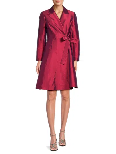 Focus By Shani Women's Dupioni Wrap A-line Dress In Wine
