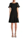 Focus By Shani Women's Embroidered Lace Dress In Black