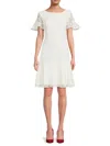 Focus By Shani Women's Embroidered Lace Dress In Ivory