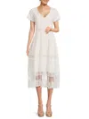 Focus By Shani Women's Eyelet Embroidered Midi Dress In White