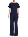 Focus By Shani Women's Keyhole Ruffle Cuff Jumpsuit In Navy