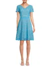 Focus By Shani Women's Laser Cut Fit & Flare Dress In Turquoise