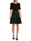 Focus By Shani Women's Laser Cutout Fit & Flare Dress In Black Blue