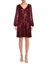 Focus By Shani Women's Sequin Embellished Mini Dress In Wine