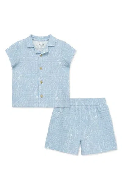Focus Babies'  Seaside Textured Button Down Shirt & Shorts Set