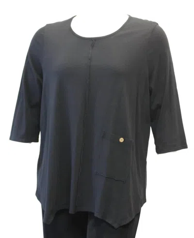Focus Women's Asymmetrical Pocket Cotton Top In Black