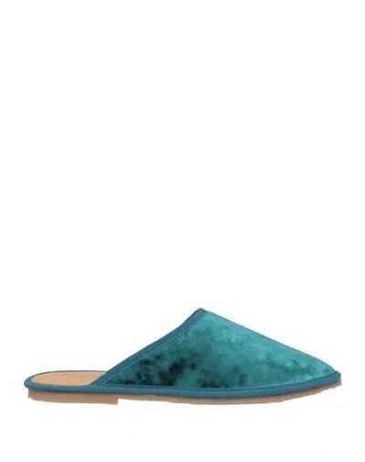 Foglietti Woman Mules & Clogs Turquoise Size 7 Natural Raffia, Textile Fibers In Green